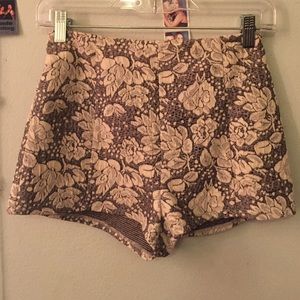 High waisted, grey, floral shorts. Size small.