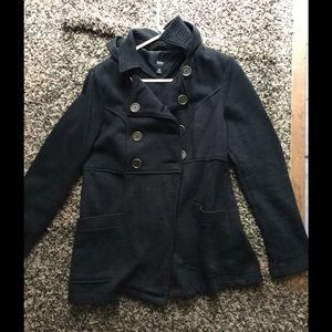 Cozy black pea coat