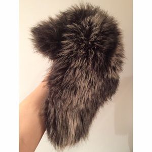 Grey Faux Fur Trapper Style Hat Sz M