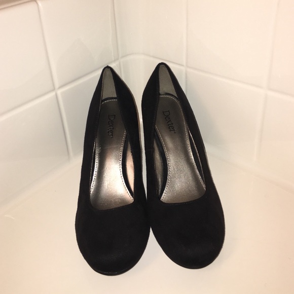 black suede wedges