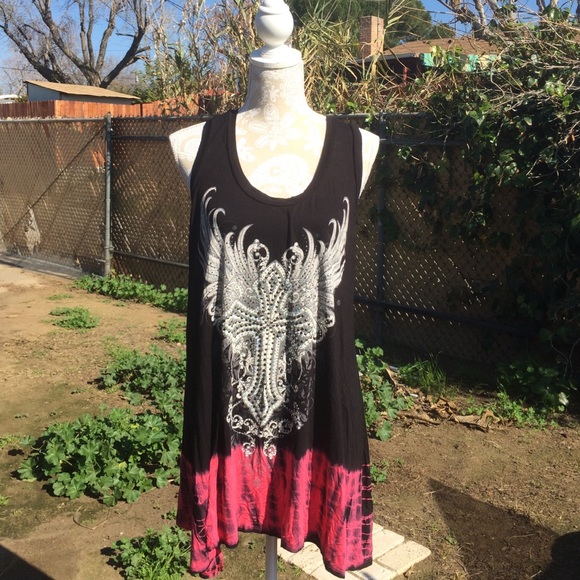 Blinged Out Cross Tunic Tank Top