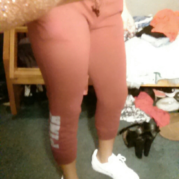 VS PINK Burgundy red cropped jogging pants