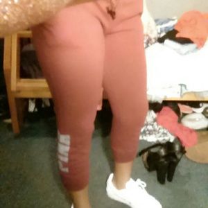 VS PINK Burgundy red cropped jogging pants