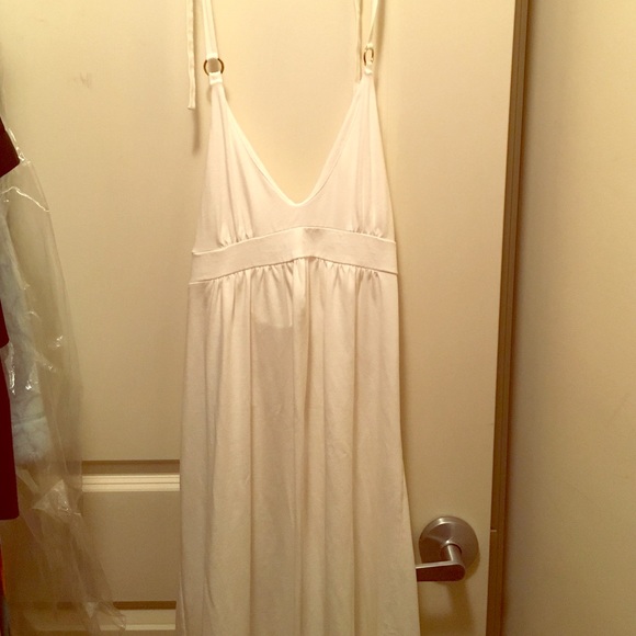 Long white halter dress