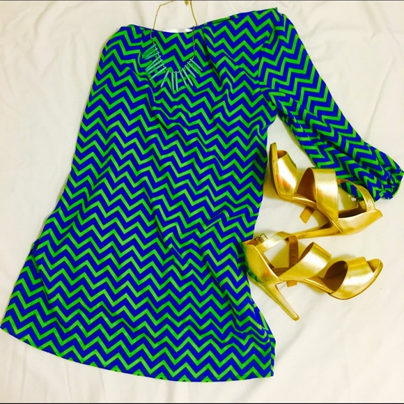 LONDON BLUE Chevron Dress