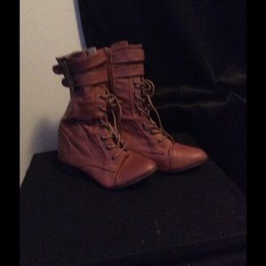 Brown combat boots