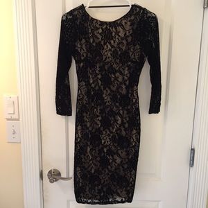 Backless black lace dress