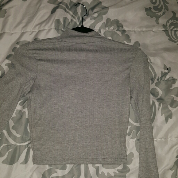 Gray Long Sleeve Crop Top