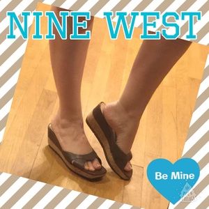 Nine West Brown Leather Wedges