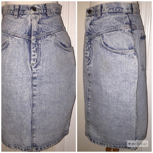 Vintage Gitano Acid Wash Denim High Waist Skirt