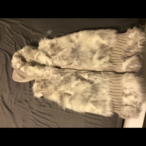 Fur vest with hood