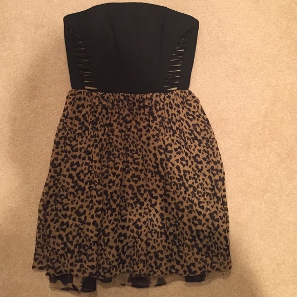Rachel Roy black and leopard print dress
