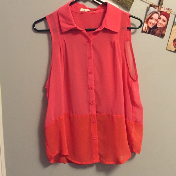 Forever21 chiffon collared tank