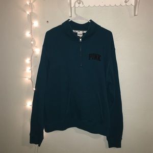 Dark Teal half zip Pink hoodie