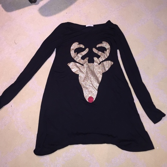 Medium glitter reindeer long shirt