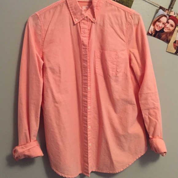 Coral chambray button down