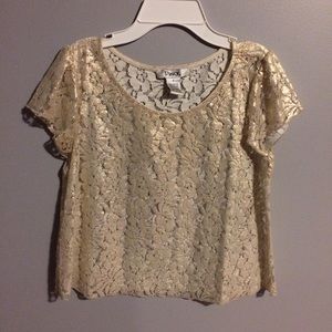 Golden Floral Patterned Top