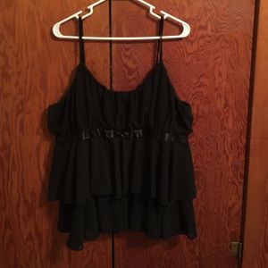 Black Chiffon top with a Satin Bow Sash