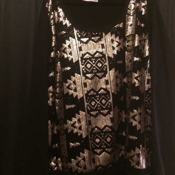 Black and gold sequin sweater