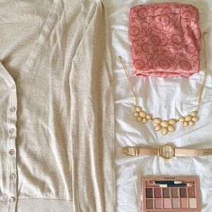 Heathered Tan V-Neck Cardigan