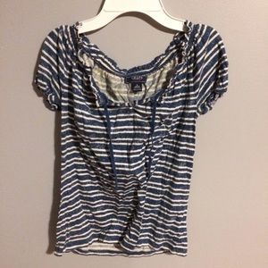 Blue and White Striped Top