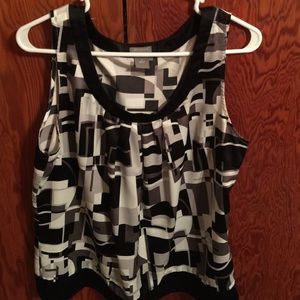 Black, Grey & White scoop neck polyester top