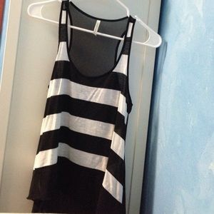 Black and white striped tank