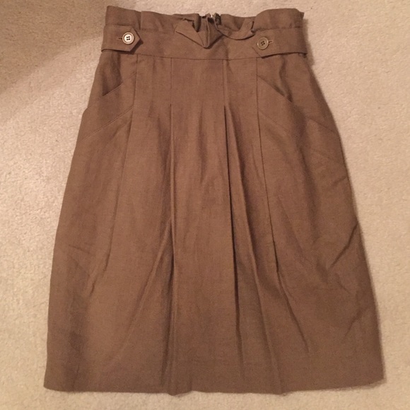 Bcbg maxazria high waisted dark tan linen skirt