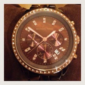 Michael Kors Chronograph Tortoise Glitz Watch