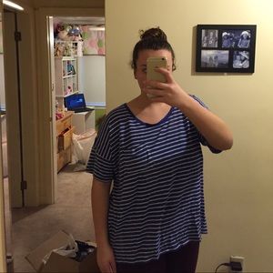 Blue striped boyfriend tee