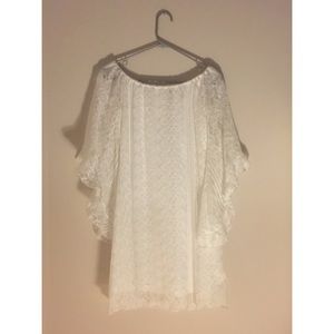 White lace dress with sheer sleeves