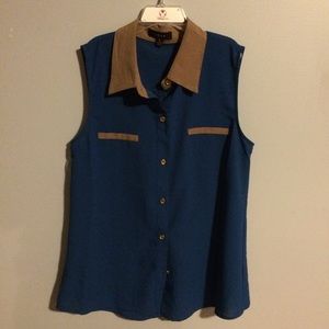 Chiffon Button-Down Collared Tank