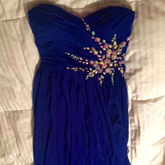 Strapless Long Chiffon Prom Dress Royal Blue Prom Dress Evening Dress MA158