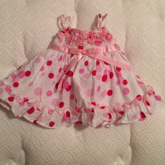White pink and red polka dot dress