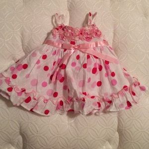White pink and red polka dot dress
