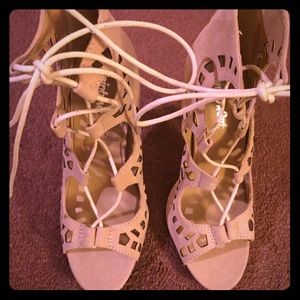 Nude strappy heels