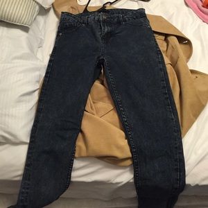 Zipper high waisted acid wash F21 ankle jeans