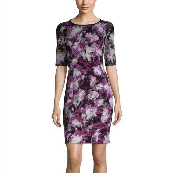 NEW London Times Elbow Sleeve Floral Printed Dress