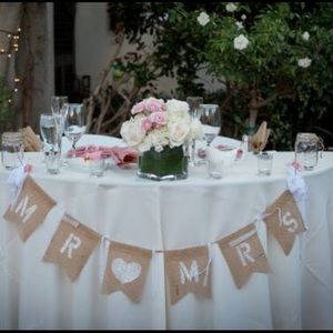 Burlap and Lace Wedding Banner and Bows