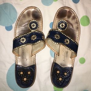 Navy and gold jack Rogers