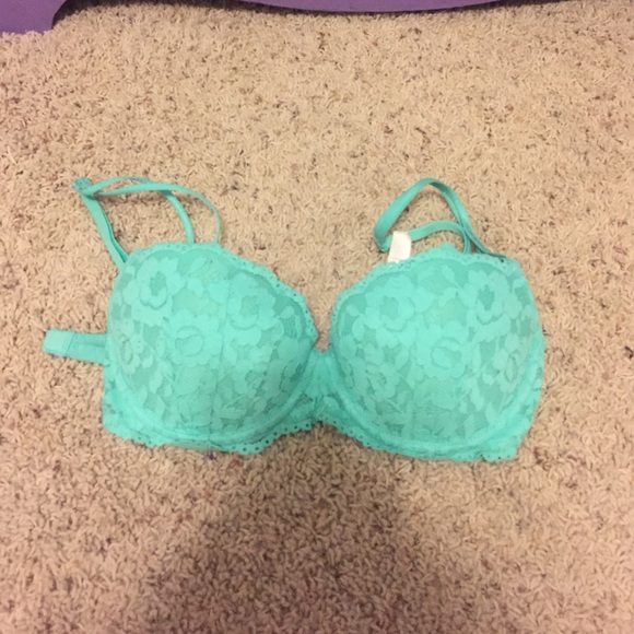 Teal date push up lace bra