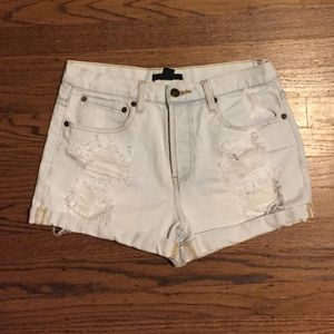 high waisted distressed jean shorts
