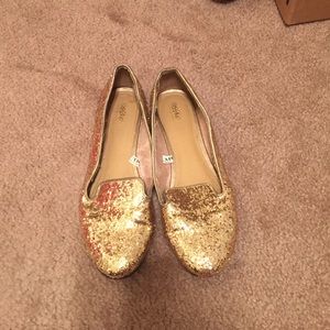 Gold Sequin Loafers