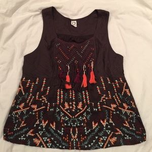 ANTHROPOLOGIE Brown Bohemian Sleeveless Shirt XL