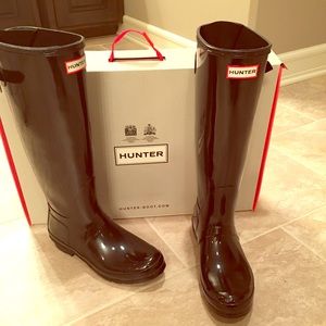 Glossy Black Hunter Boots (adjustable back)
