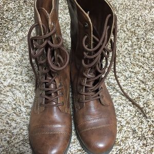 Brown lace up boots, size 8.5 women's