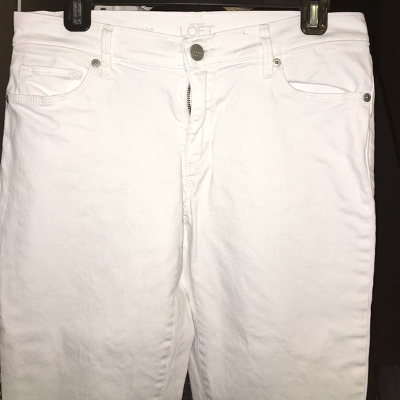 LOFT cropped white jeans