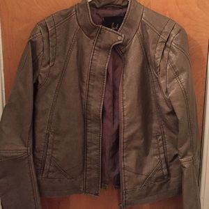 Faux leather moto jacket, brown, Jack, size medium