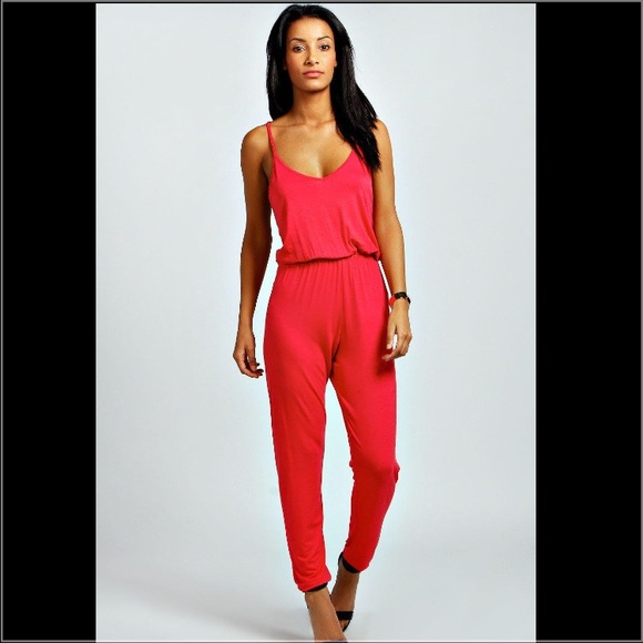 Petite Erin Drape Back Strappy Jumpsuit (pink)