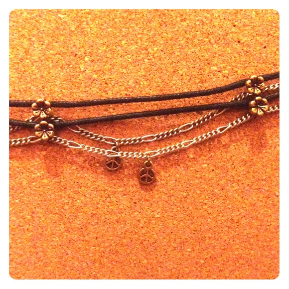 Lucky Brand Flower and Peace Sign Choker